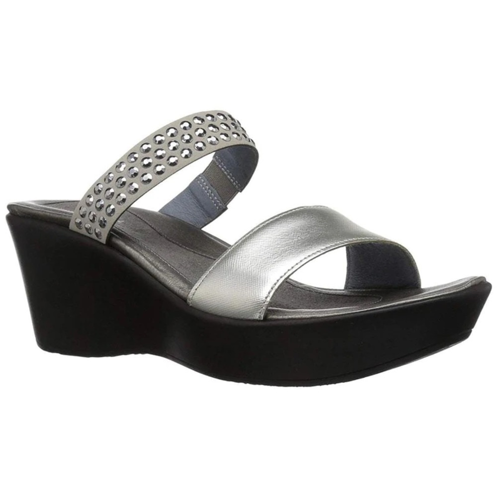 NAOT ‘RESPONSE’ Women’s Size 41  Leather Double Strap Rhinestone Wedge Sandals